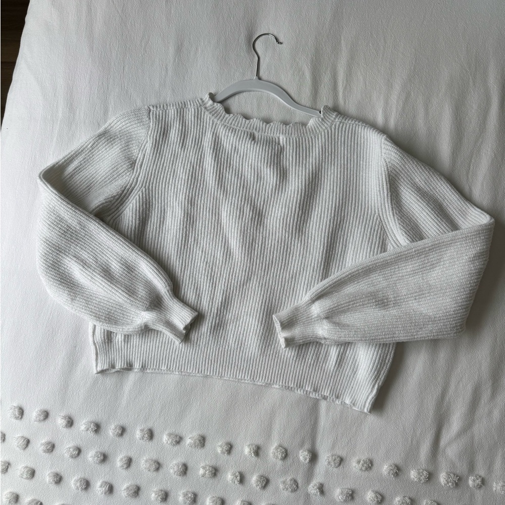 Cozy White Ribbed Sweater - Picture 4 of 4